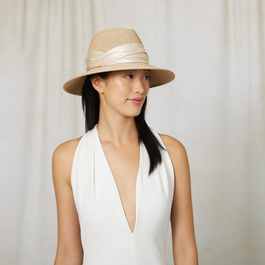 Hot Courtney In Sand W/Cream Band Fedora