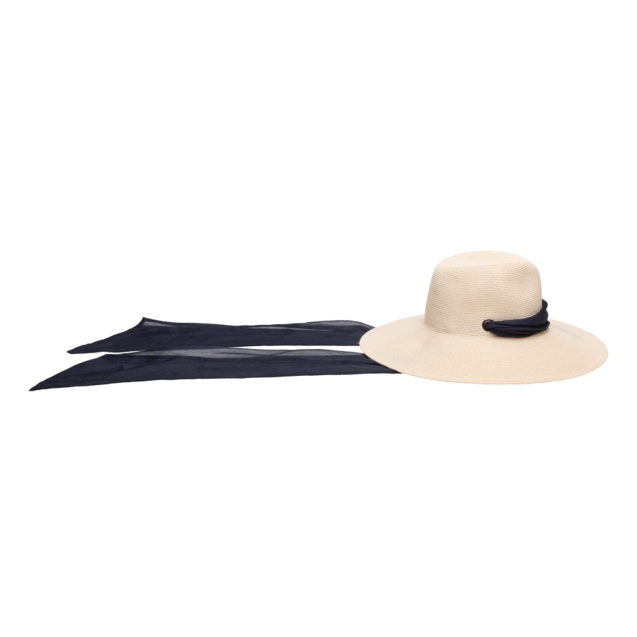 Online Cassidy In Ivory W/Navy Scarf Fedora