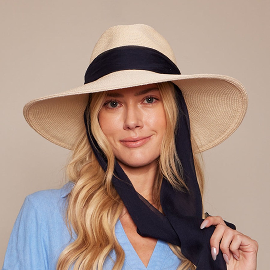 Online Cassidy In Ivory W/Navy Scarf Fedora